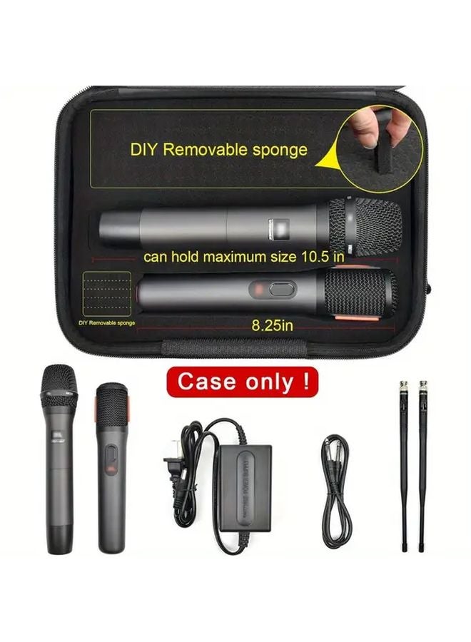 Black EVA Foam Storage Box For Wireless Microphone System With Carrying Handle - Image 2